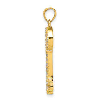 10k Yellow Gold CZ Key Pendant 10C906