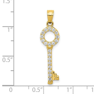 10k Yellow Gold CZ Key Pendant 10C906