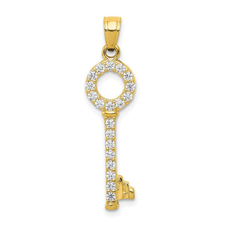 10k Yellow Gold CZ Key Pendant 10C906