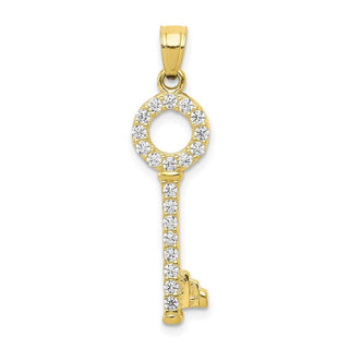 10k Yellow Gold CZ Key Pendant 10C906