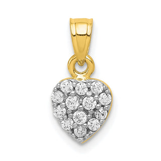 10k Yellow Gold CZ Cluster Heart Pendant