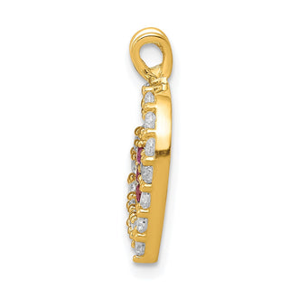 10k Yellow Gold CZ Heart and Flower Charm 10C920