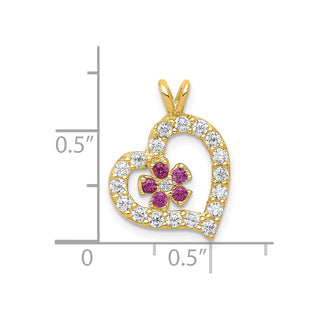 10k Yellow Gold CZ Heart and Flower Charm 10C920
