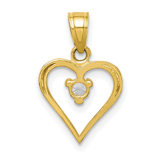 10k Yellow Gold CZ Heart Pendant 10C922