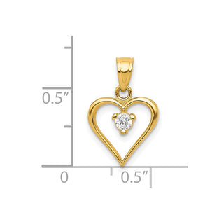10k Yellow Gold CZ Heart Pendant 10C922