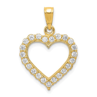 10k Yellow Gold CZ Heart Pendant 10C926