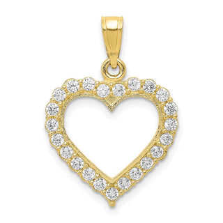 10k Yellow Gold CZ Heart Pendant 10C926