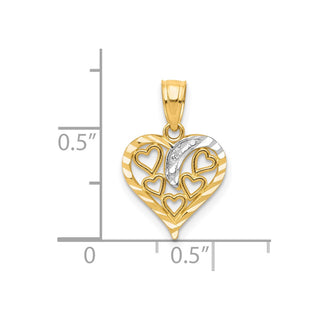 10k Yellow Gold W/Rhodium Heart Pendant 10C929