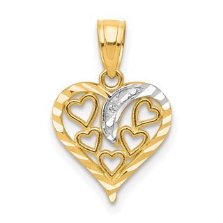 10k Yellow Gold W/Rhodium Heart Pendant 10C929