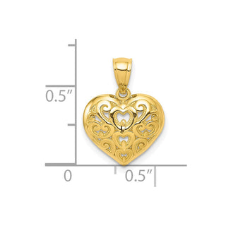10k Yellow Gold Diamond-Cut Heart Pendant