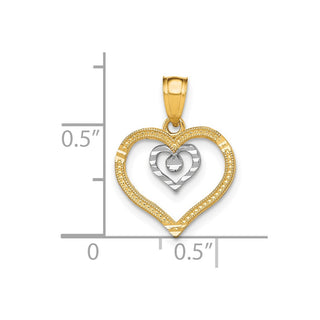 10k Yellow Gold w/Rhodium Heart Pendant 10C933