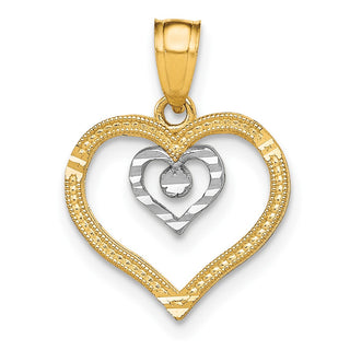 10k Yellow Gold w/Rhodium Heart Pendant 10C933