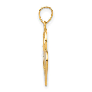 10k Yellow Gold With Rhodium-Plating Double Heart Pendant