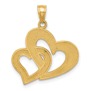10k Yellow Gold With Rhodium-Plating Double Heart Pendant