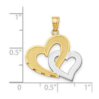 10k Yellow Gold With Rhodium-Plating Double Heart Pendant