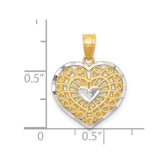 10k Yellow Gold w/Rhodium Heart Pendant 10C940