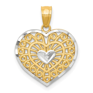10k Yellow Gold w/Rhodium Heart Pendant 10C940