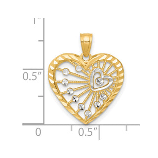 10k Yellow Gold w/Rhodium Heart Pendant 10C941