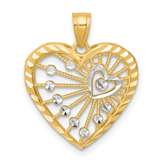10k Yellow Gold w/Rhodium Heart Pendant 10C941