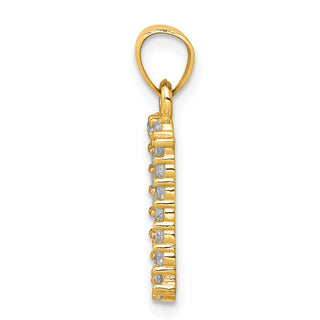 10k Yellow Gold With Rhodium-Plating CZ I Love You Pendant