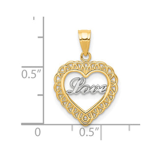 10k Yellow Gold w/ Rhodium LOVE Heart Charm 10C953