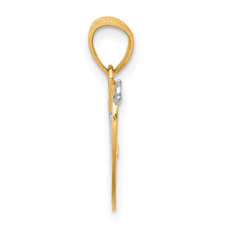 10k Yellow Gold With Rhodium-Plating I Love You Heart Pendant