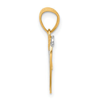 10k Yellow Gold With Rhodium-Plating I Love You Heart Charm
