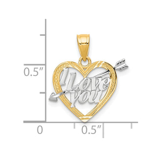 10k Yellow Gold With Rhodium-Plating I Love You Heart Charm