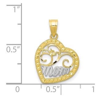 10k Yellow Gold & Rhodium MOM Heart Pendant 10C959