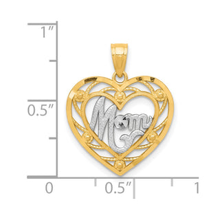 10k Yellow Gold & Rhodium MOM Heart Pendant 10C960