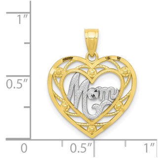 10k Yellow Gold & Rhodium MOM Heart Pendant 10C960