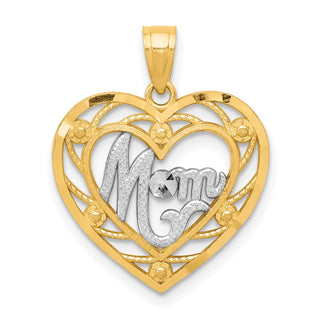 10k Yellow Gold & Rhodium MOM Heart Pendant 10C960