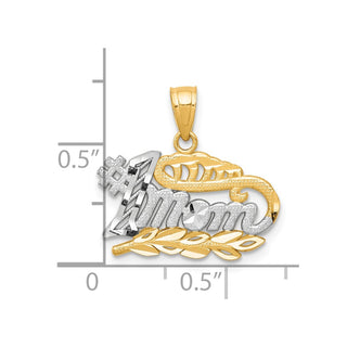 10k Yellow Gold With Rhodium-Plating #1 Mom Pendant