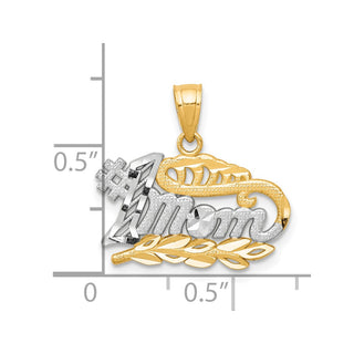10k Yellow Gold With Rhodium-Plating #1 Mom Pendant