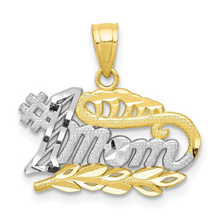 10k Yellow Gold With Rhodium-Plating #1 Mom Pendant