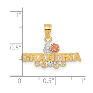 10k Yellow and Rose Gold with White Rhodium #1 Grandma Pendant