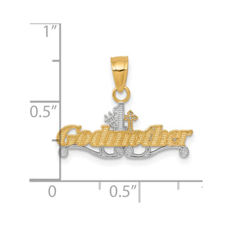 10k Yellow Gold With Rhodium-Plating #1 Godmother Pendant