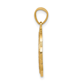 10k Yellow and Rose Gold with White Rhodium Sweet 15 Oval Pendant