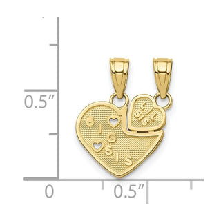 10k Yellow Gold Big Sis, Lil Sis Break-Apart Heart Charm