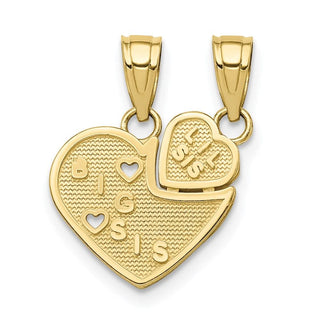 10k Yellow Gold Big Sis, Lil Sis Break-Apart Heart Charm