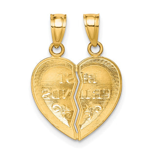 10k Yellow Gold BEST FRIENDS Break-A-Part Heart Pendant 10C978