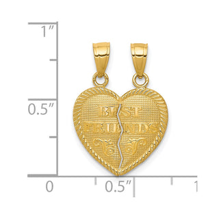 10k Yellow Gold BEST FRIENDS Break-A-Part Heart Pendant 10C978