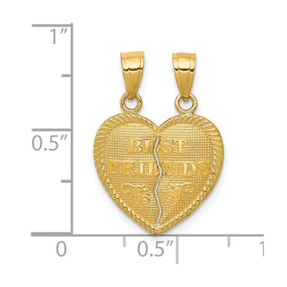 10k Yellow Gold BEST FRIENDS Break-A-Part Heart Pendant 10C978