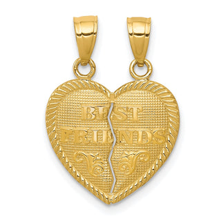 10k Yellow Gold BEST FRIENDS Break-A-Part Heart Pendant 10C978