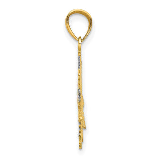 10k Yellow Gold With Rhodium-Plating Snowflake Pendant