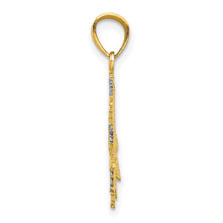 10k Yellow Gold With Rhodium-Plating Snowflake Charm