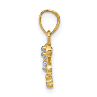 10k Yellow Gold With Rhodium-Plating CZ Dragonfly Pendant