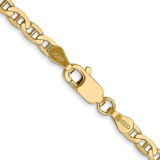 24" 10k Yellow Gold 3mm Concave Anchor Chain