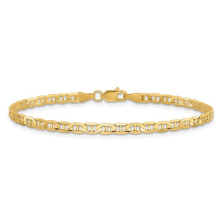 7" 10k Yellow Gold 3mm Concave Anchor Chain