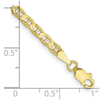 7" 10k Yellow Gold 3mm Concave Anchor Chain